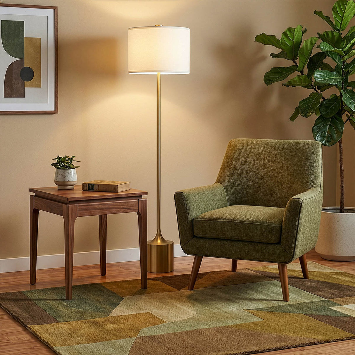 Issa 1 Light Floor Lamp - Brushed Gold