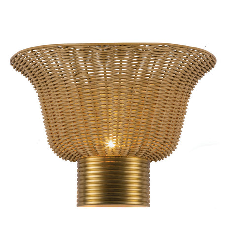 Kai 2 Light Wall Light - Brushed Gold & Rattan