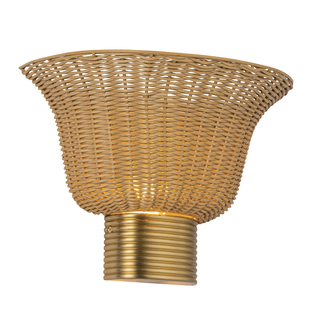 Kai 2 Light Wall Light - Brushed Gold & Rattan