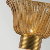 Kai 2 Light Wall Light - Brushed Gold & Rattan