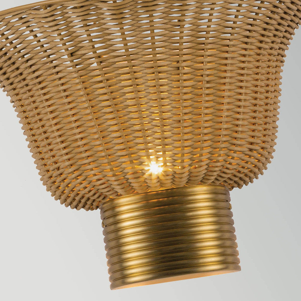 Kai 2 Light Wall Light - Brushed Gold & Rattan