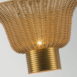 Kai 2 Light Wall Light - Brushed Gold & Rattan
