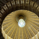 Kai 1 Light Flush Ceiling Light - Brushed Gold & Rattan