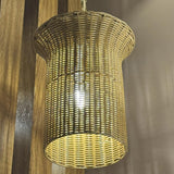 Kai 1 Light Small Pendant Light - Brushed Gold & Rattan