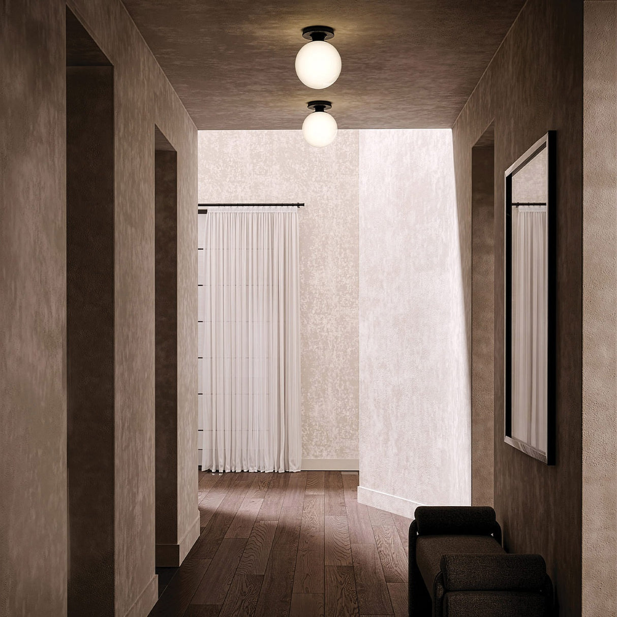 Otis 1 Light Flush Ceiling Light - Matt Black