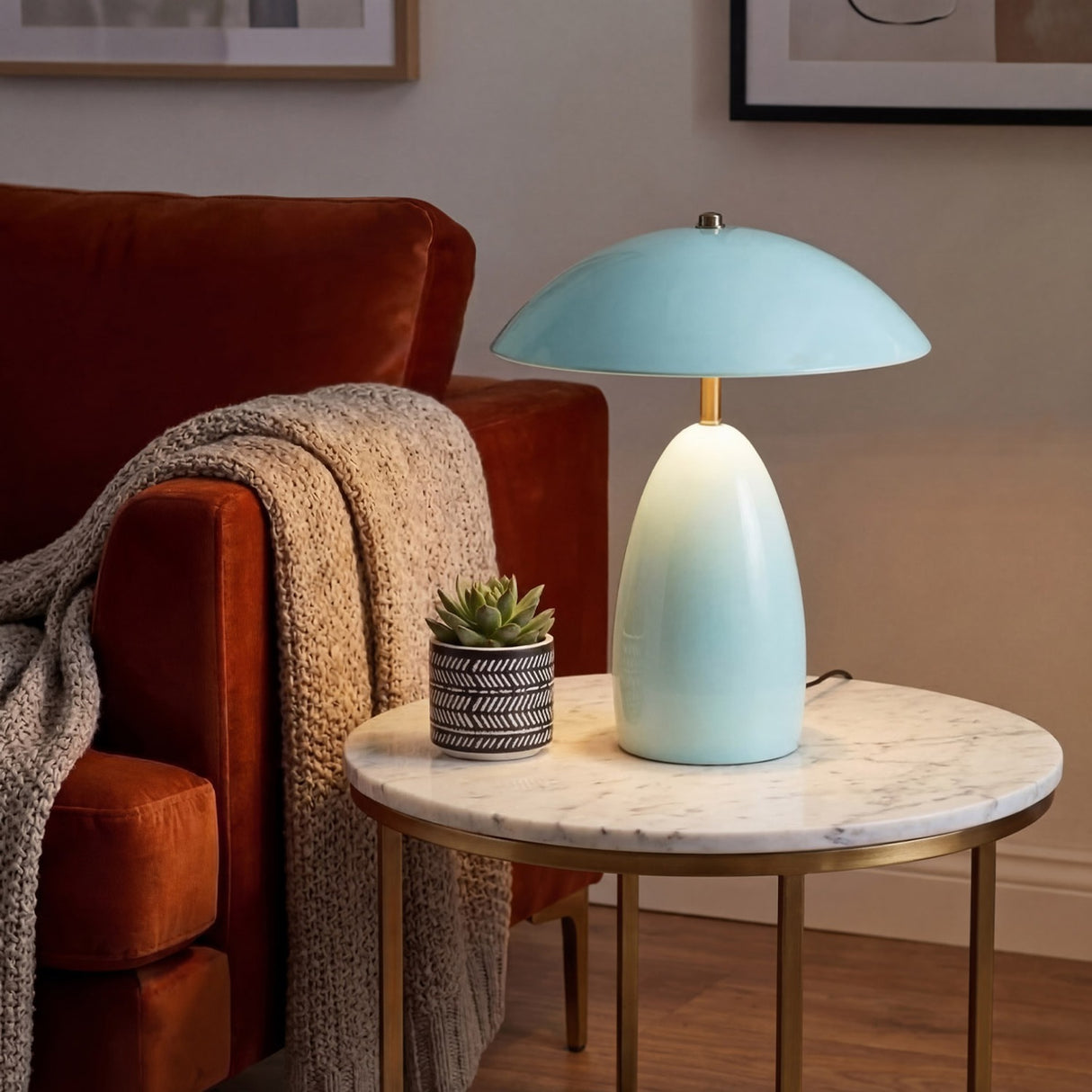 Poppy Medium Table Lamp - Cerulean Light Blue
