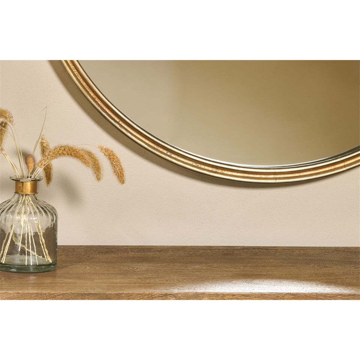 Almora Large Round Wall Mirror - Antique Brass