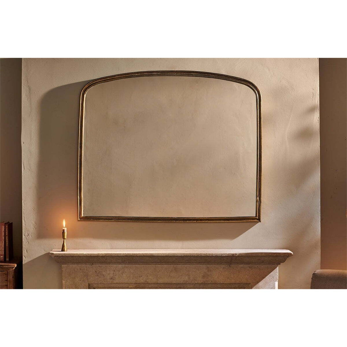 Almora Large Arched Wall Mirror - Antique Brass