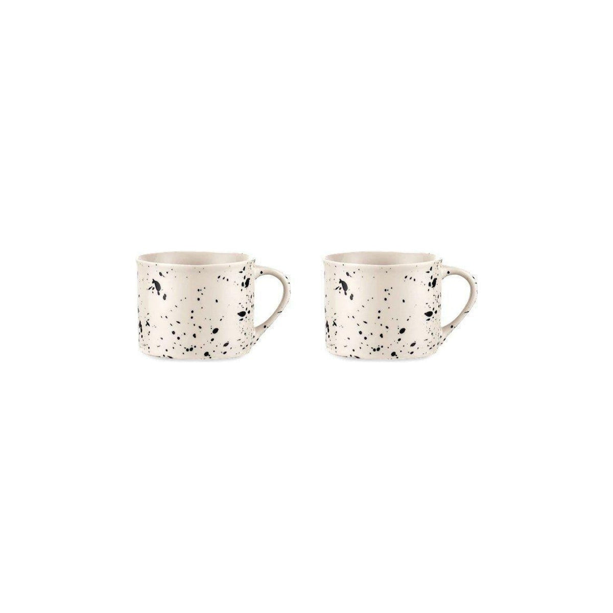 Ama Short Splatter Mug - Off White & Black - Set of 2