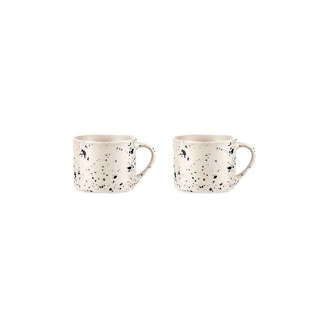 Ama Short Splatter Mug - Off White & Black - Set of 2