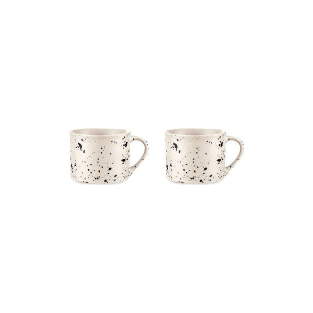 Ama Short Splatter Mug - Off White & Black - Set of 2