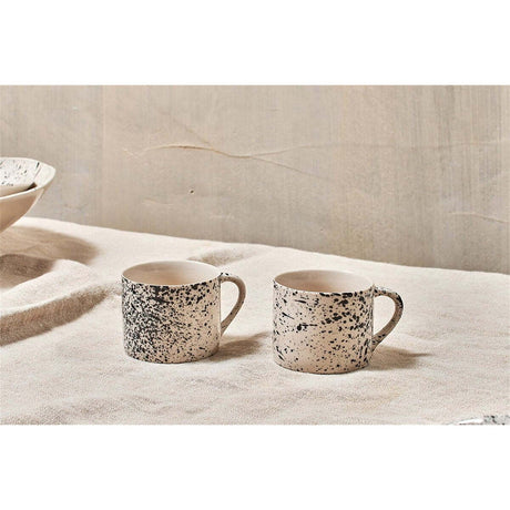 Ama Short Splatter Mug - Off White & Black - Set of 2