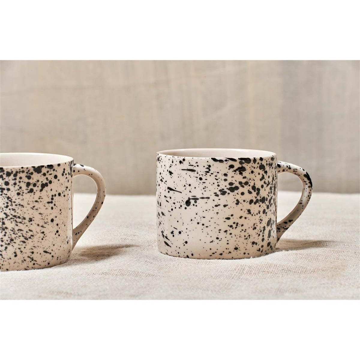 Ama Short Splatter Mug - Off White & Black - Set of 2