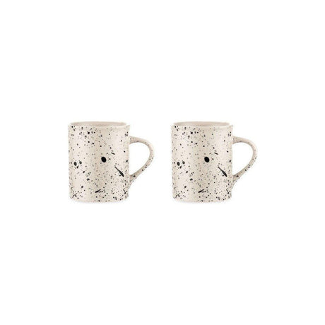 Ama Tall Splatter Mug - Off White & Black - Set of 2