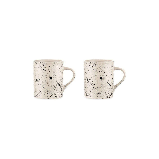 Ama Tall Splatter Mug - Off White & Black - Set of 2