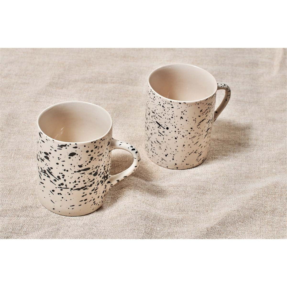 Ama Tall Splatter Mug - Off White & Black - Set of 2