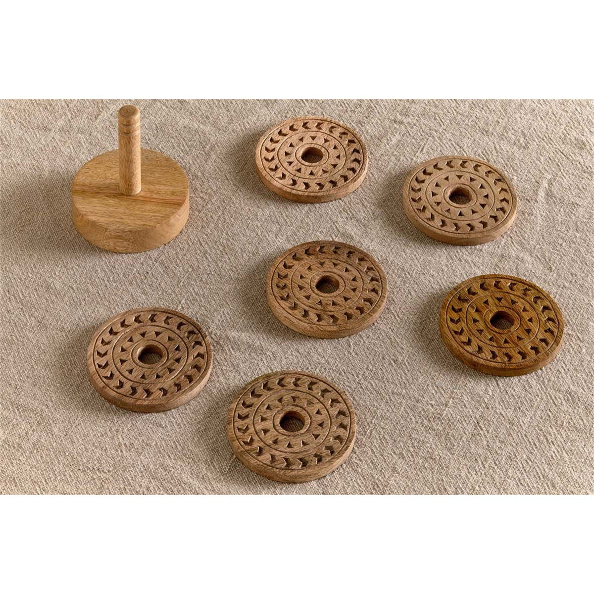 Anali Mango Wood Coasters - Natural - Set of 6