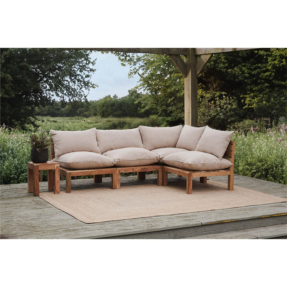 Anbarasi Acacia Modular Garden Sofa Extension - Natural