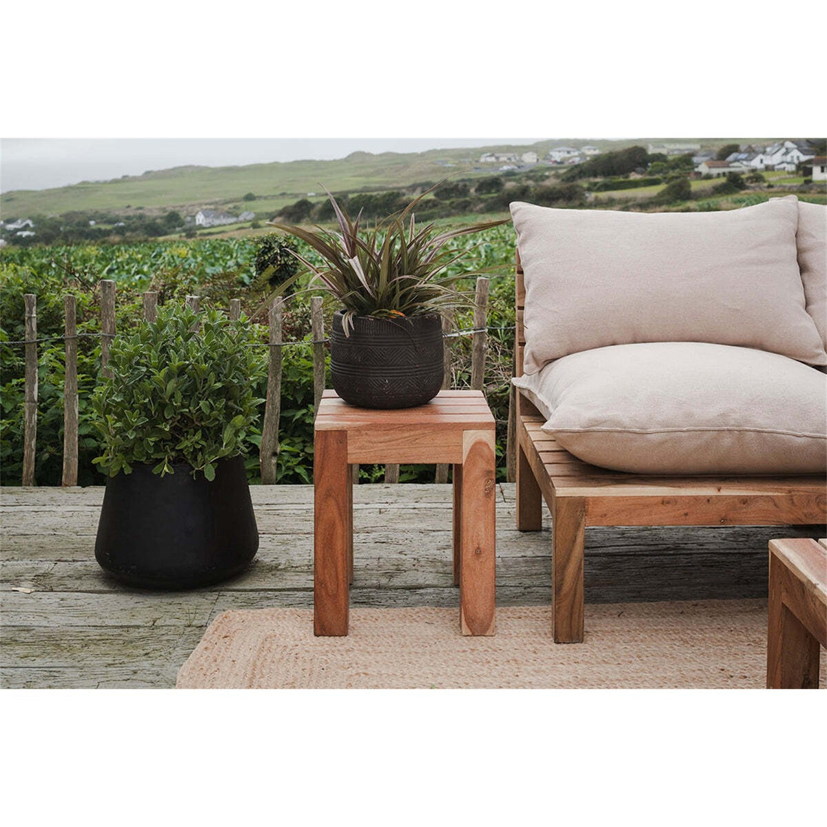 Anbarasi Acacia Slatted Garden Side Table - Natural