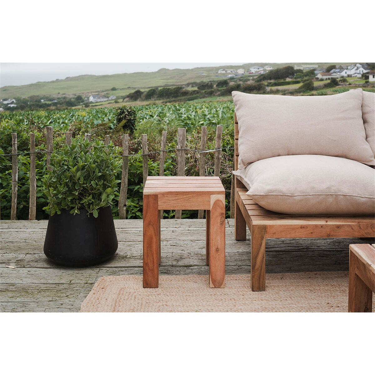 Anbarasi Acacia Slatted Garden Side Table - Natural