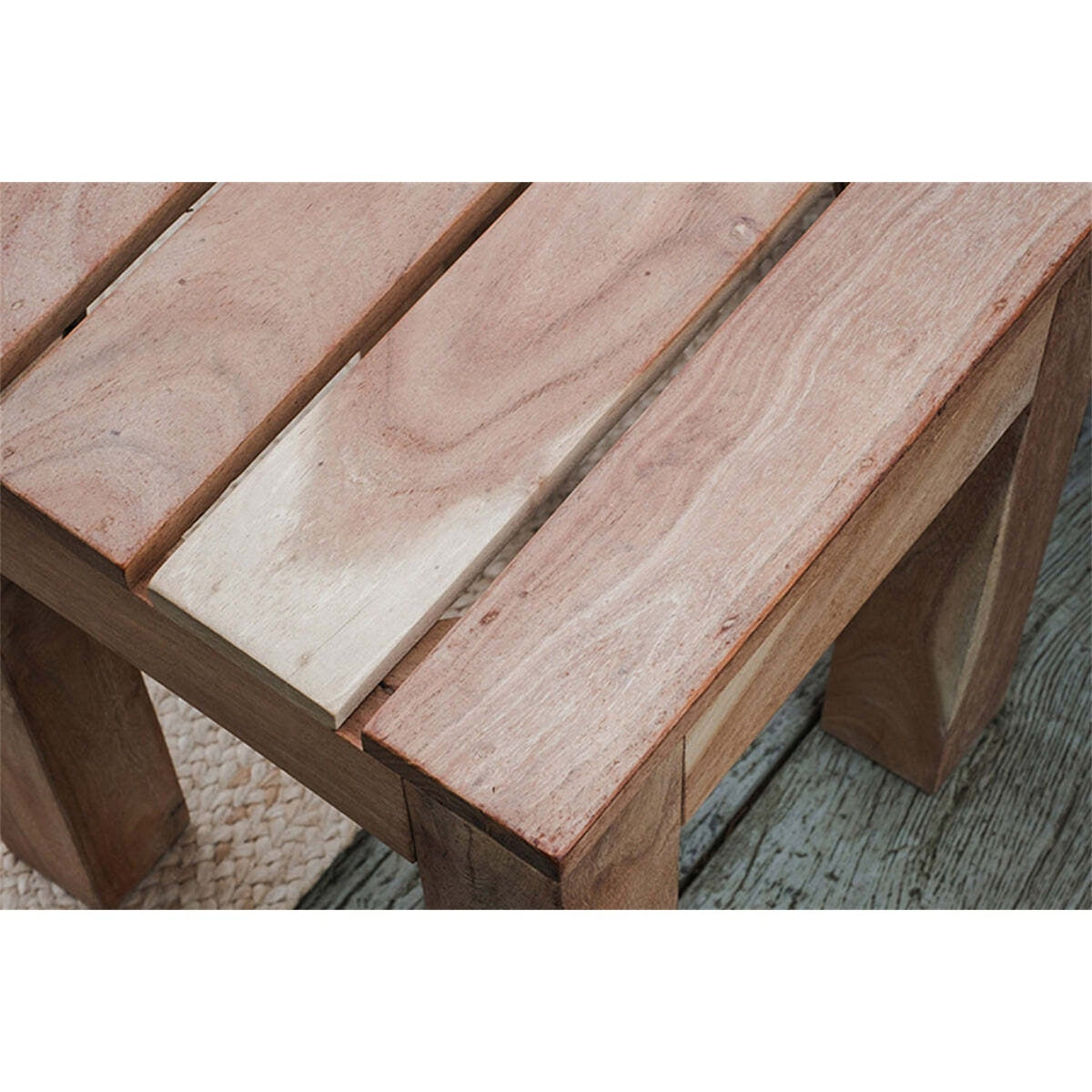 Anbarasi Acacia Slatted Garden Side Table - Natural