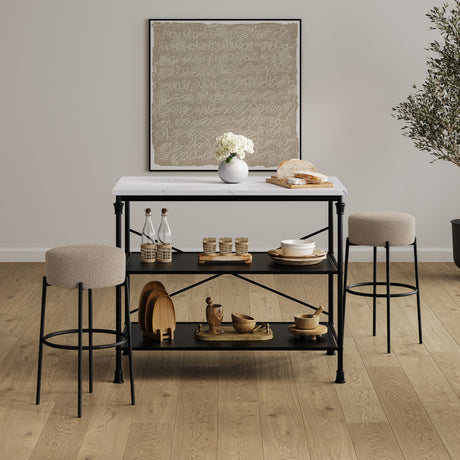 Anais Bar Stool - Buff with Black