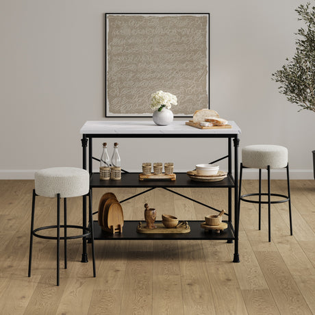 Anais Bar Stool - Ivory with Black