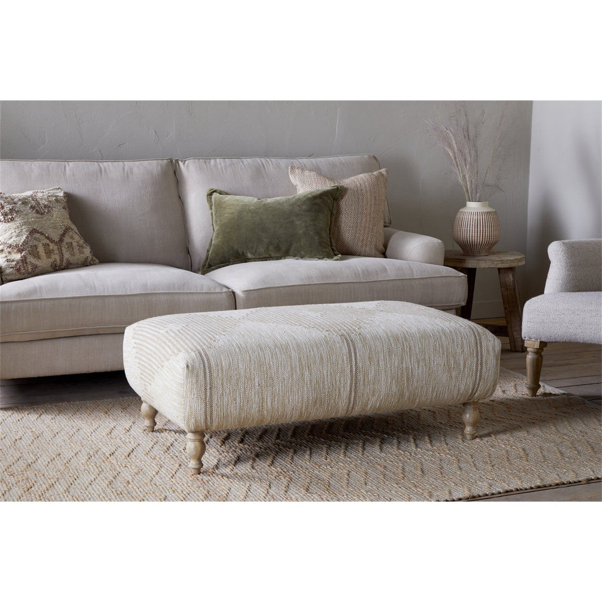 Aranya Upholstered Ottoman - Natural
