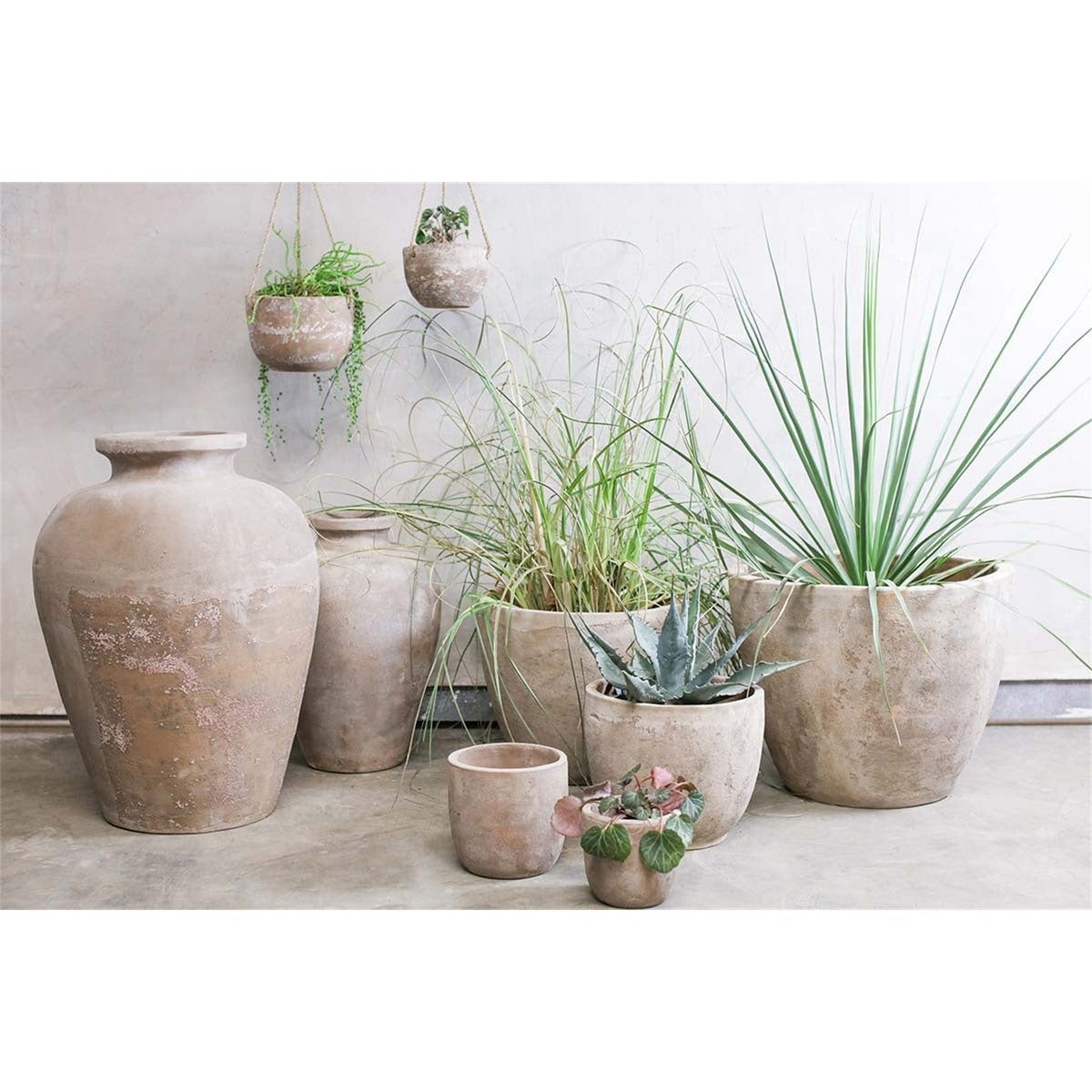 Affiti Large Clay Planter - Antique Grey
