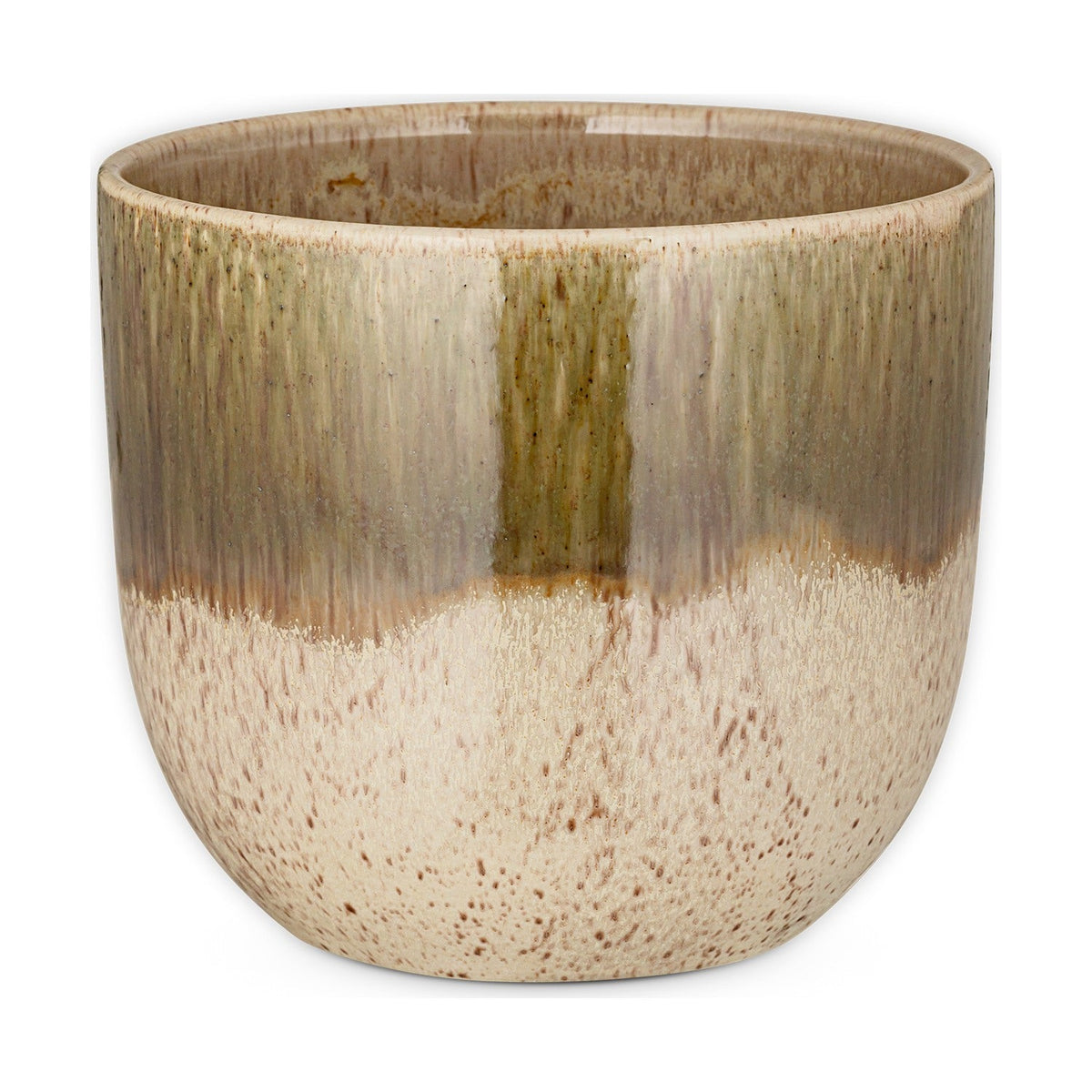 Almeida Small Ceramic Planter - Olive & Natural