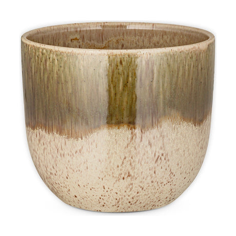 Almeida Small Ceramic Planter - Olive & Natural