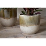 Almeida Medium Reactive Glaze Planter - Olive & Natural