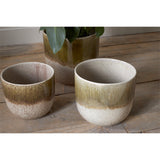 Almeida Medium Reactive Glaze Planter - Olive & Natural