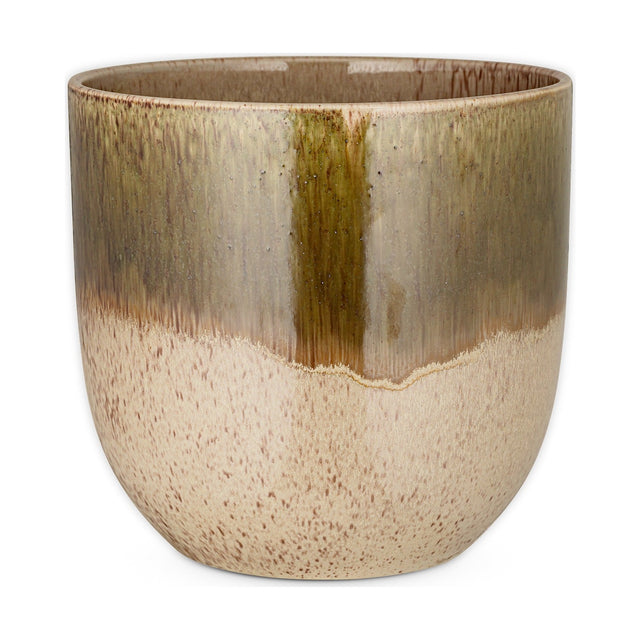 Almeida Large Reactive Glaze Planter - Olive & Natural