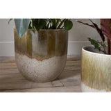 Almeida Large Reactive Glaze Planter - Olive & Natural