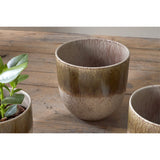 Almeida Large Reactive Glaze Planter - Olive & Natural