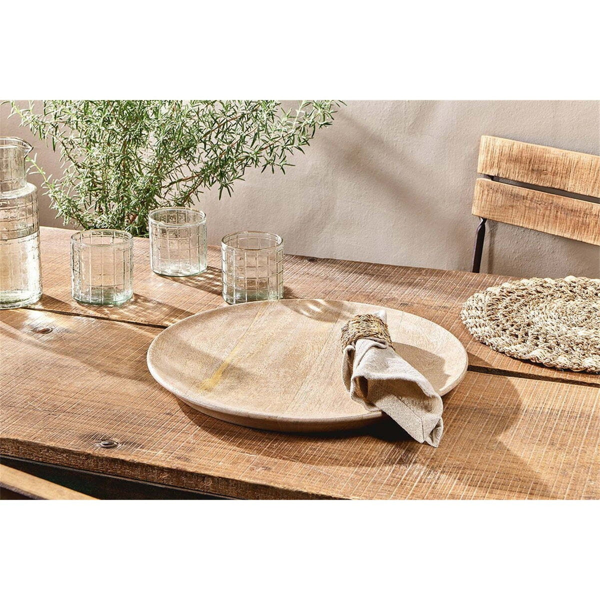 Artisan Large Mango Wood Serving Platter - Natural