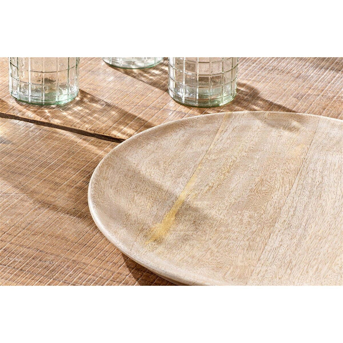 Artisan Large Mango Wood Serving Platter - Natural