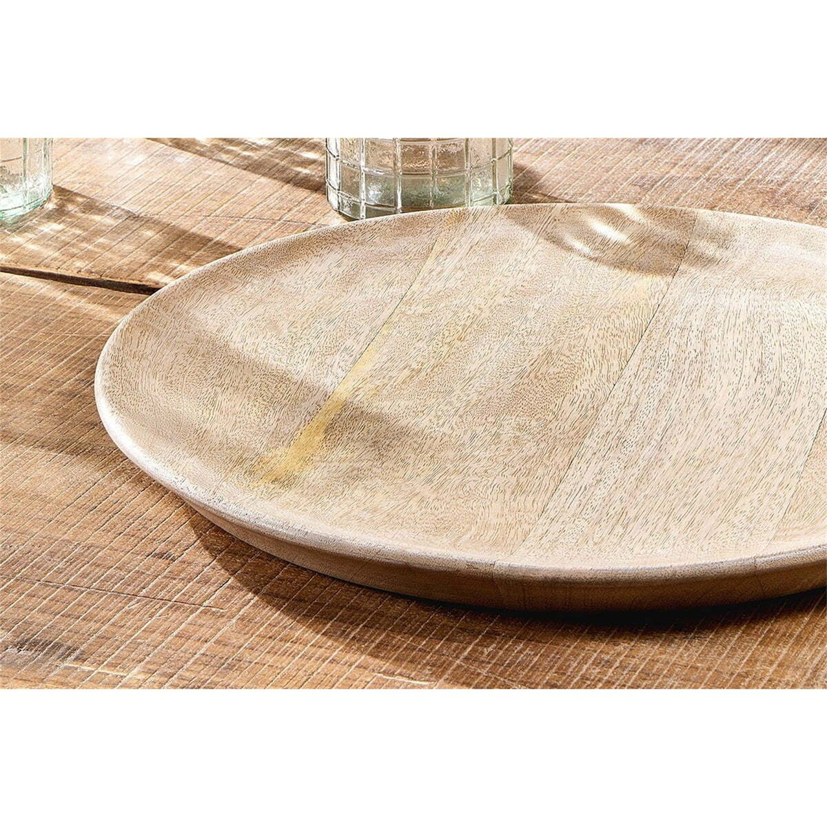 Artisan Large Mango Wood Serving Platter - Natural