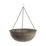 Abari Small Round Hanging Planter - Aged Zinc