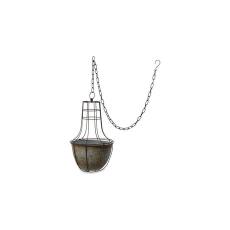 Abari Small Caged Hanging Planter - Aged Zinc