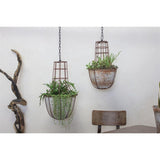 Abari Large Caged Hanging Planter - Aged Zinc