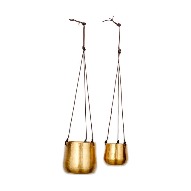Atsu Large Brass Hanging Planter - Antique Brass