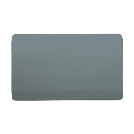 Double Blanking Plate in cool grey, a smooth screwless double-gang cover plate with no rocker or aperture, shown on a plain white background.