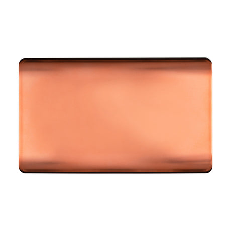 Double Blanking Plate in copper finish, rectangular screwless 2-gang cover plate with rounded corners, shown on a plain white background.