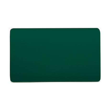 Double blanking plate in flat dark green polycarbonate, screwless rectangular double-gang design, shown on a plain white background.