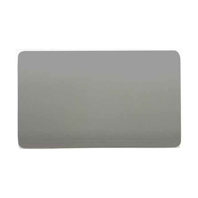 Double Blanking Plate in light grey, a two gang screwless polycarbonate cover with a flat, seamless face, shown on a plain white background.