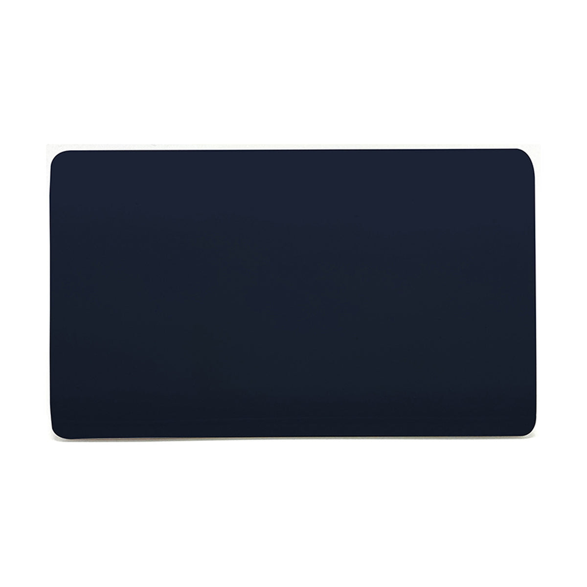Double Blanking Plate in navy blue, a screwless two-gang cover plate with a smooth, unbroken face, shown against a plain white background.