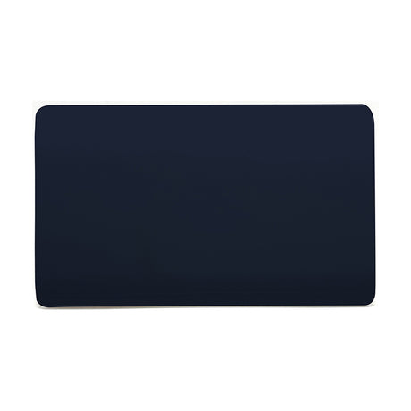 Double Blanking Plate in navy blue, a screwless two-gang cover plate with a smooth, unbroken face, shown against a plain white background.