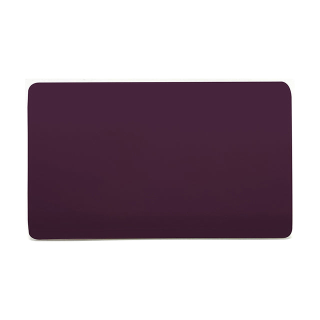 Double Blanking Plate in plum, a screwless double-gang polycarbonate plate with a plain, unbroken flat face, shown on a white background.